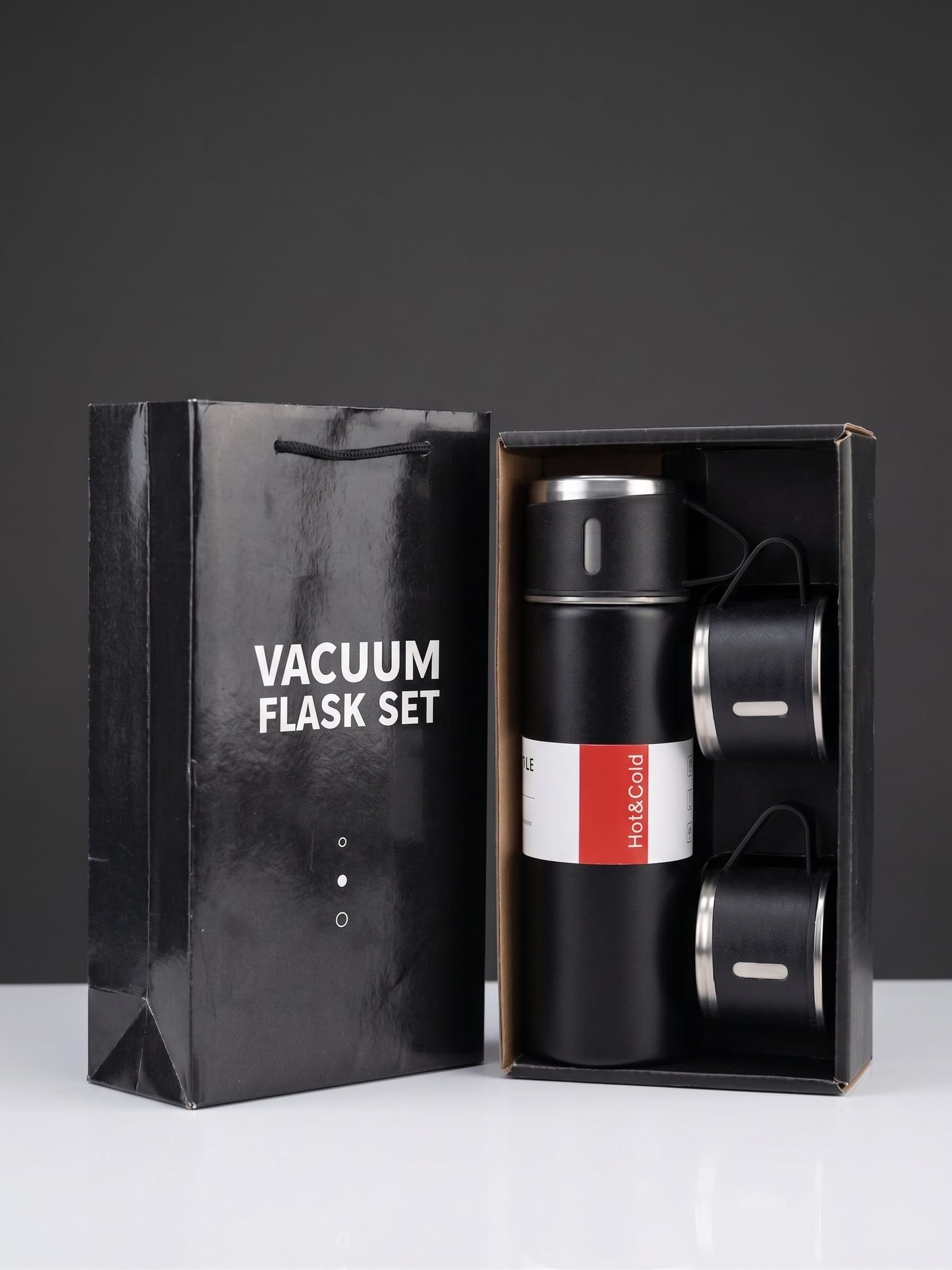 500ml Vacuum Flask Gift Set with 3 Serving Cups & Gift Bag - Image 7