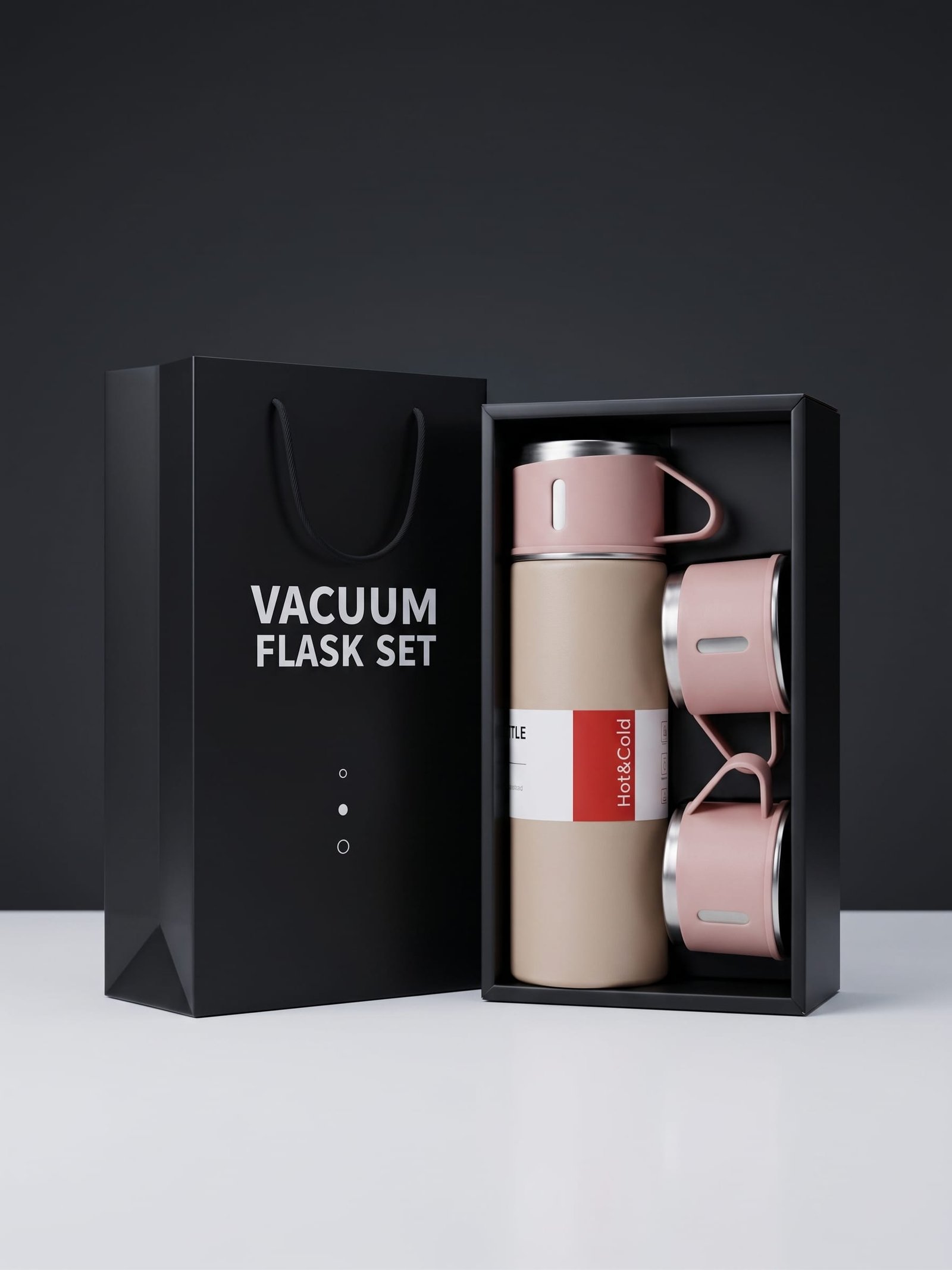 500ml Vacuum Flask Gift Set with 3 Serving Cups & Gift Bag - Image 5