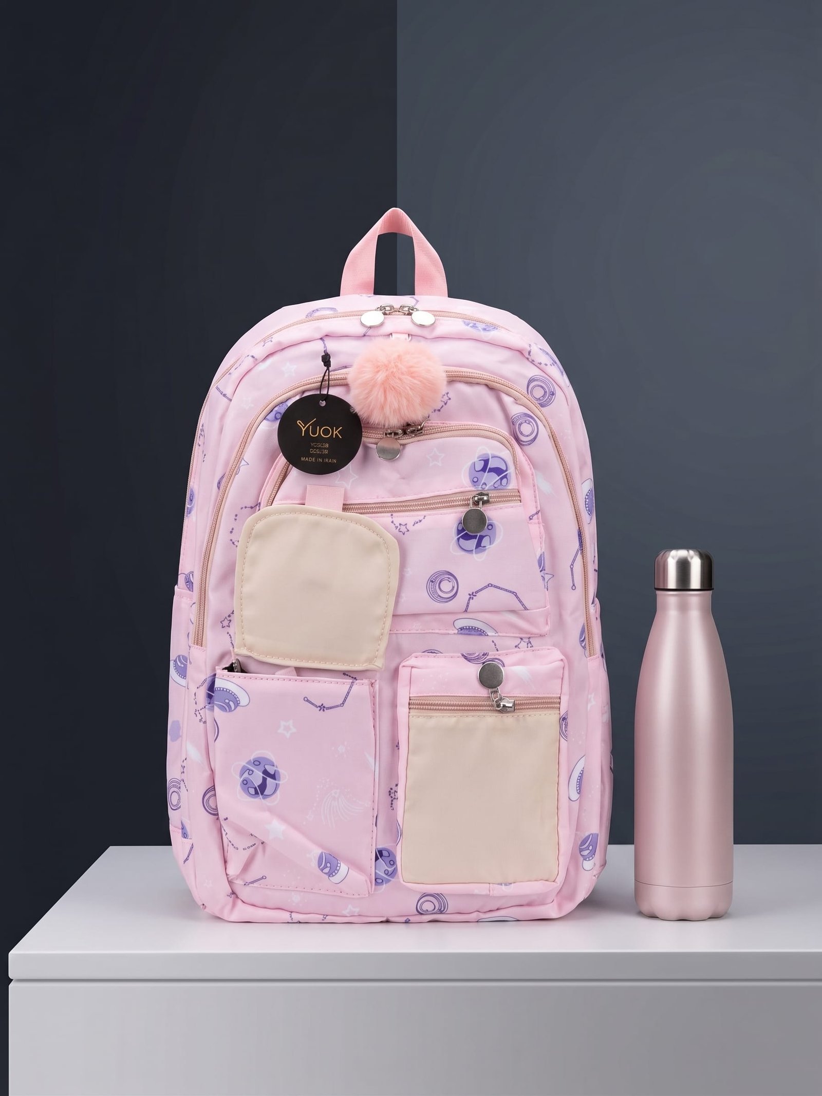 Aesthetic Pastel School Backpack with Starry Galaxy Print - Image 6