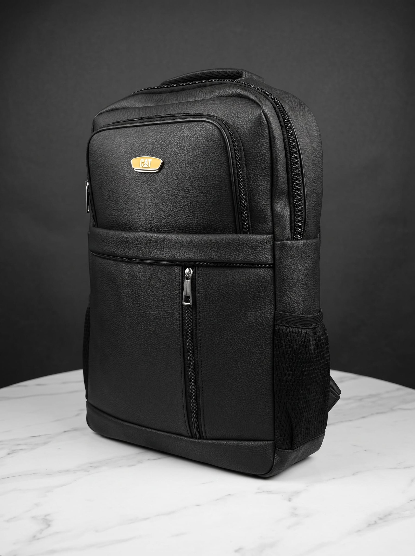 Executive Black Leather Laptop Backpack - Image 3