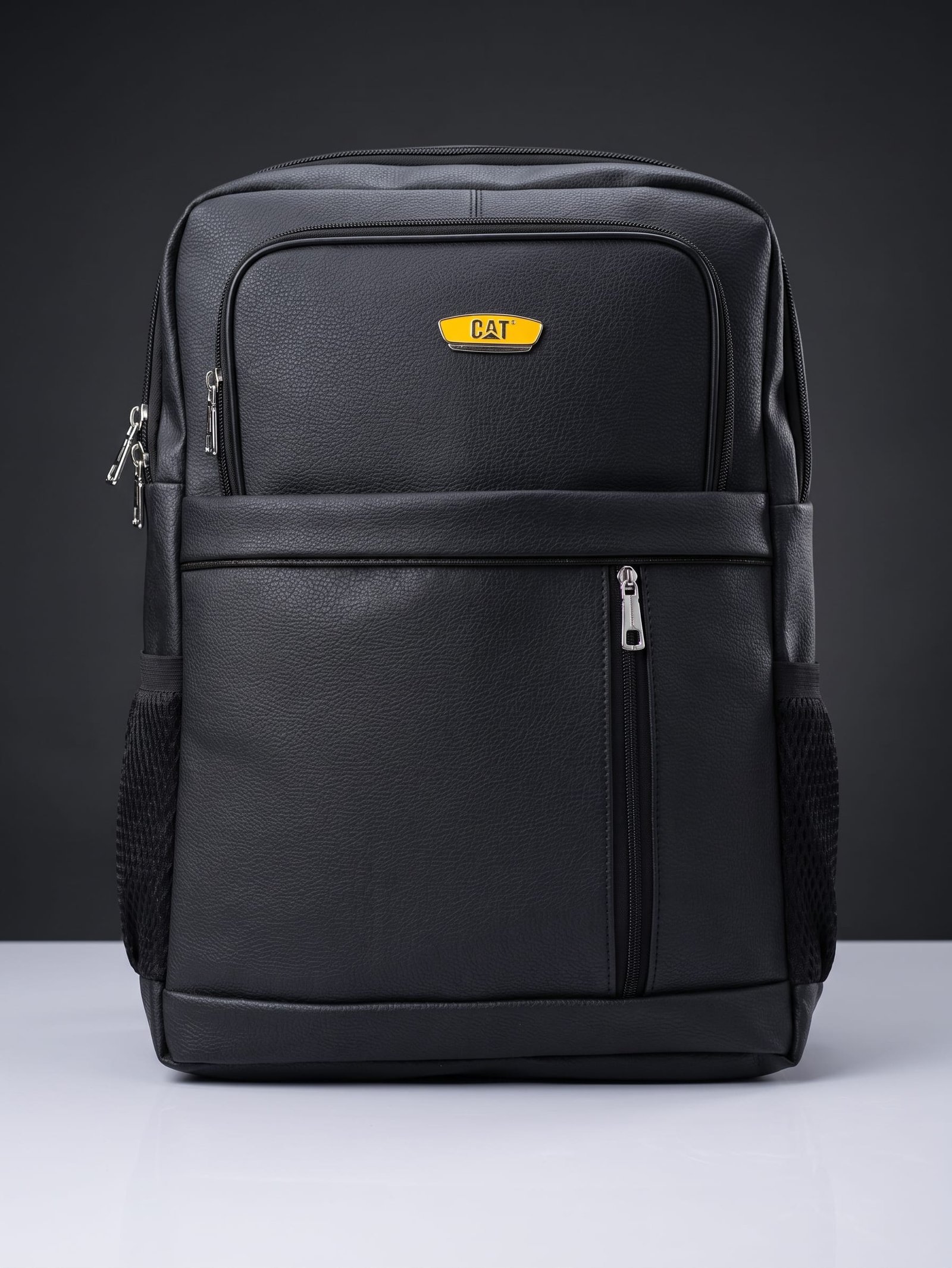 black leather laptop backpack