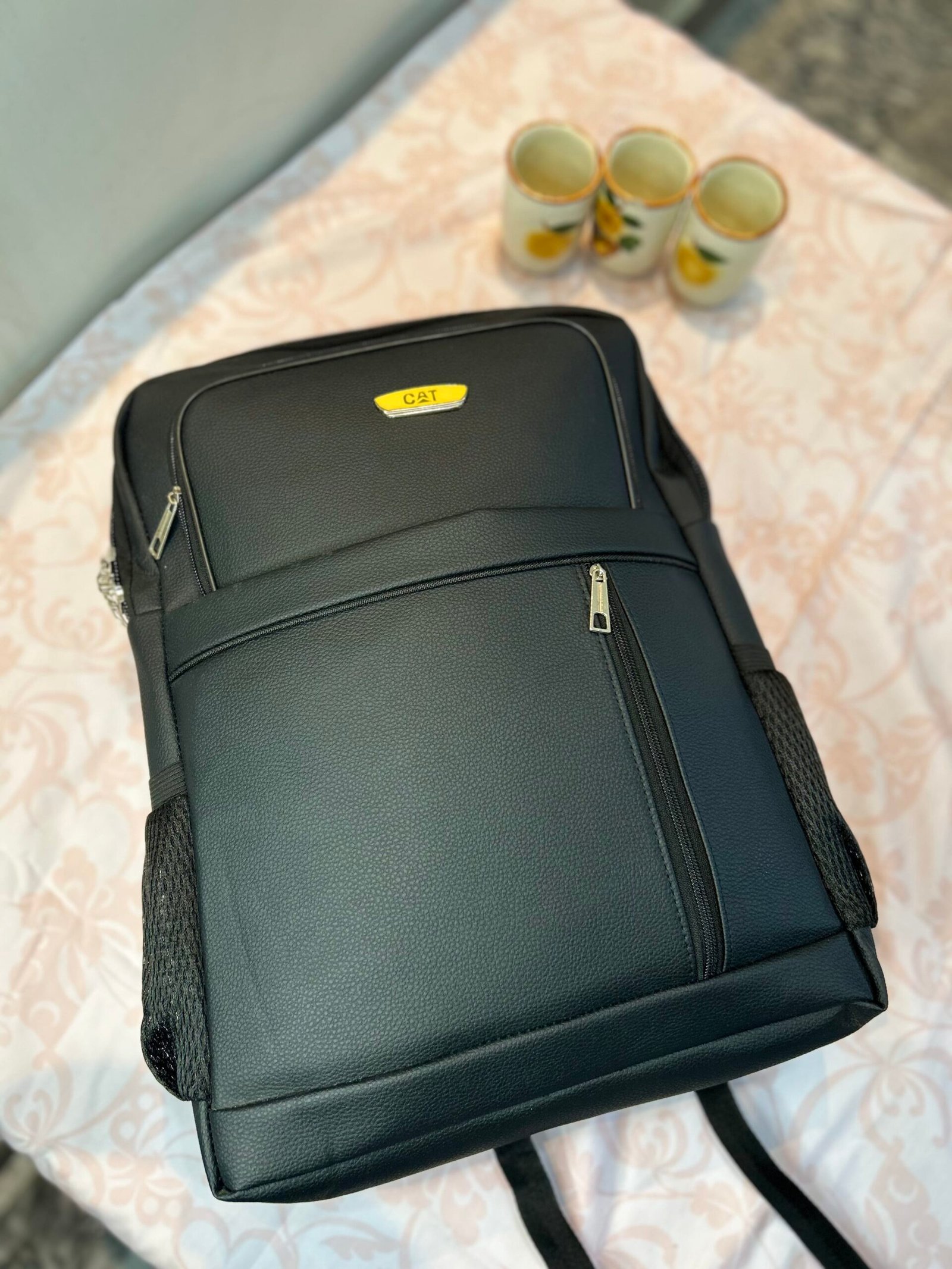 Executive Black Leather Laptop Backpack - Image 6