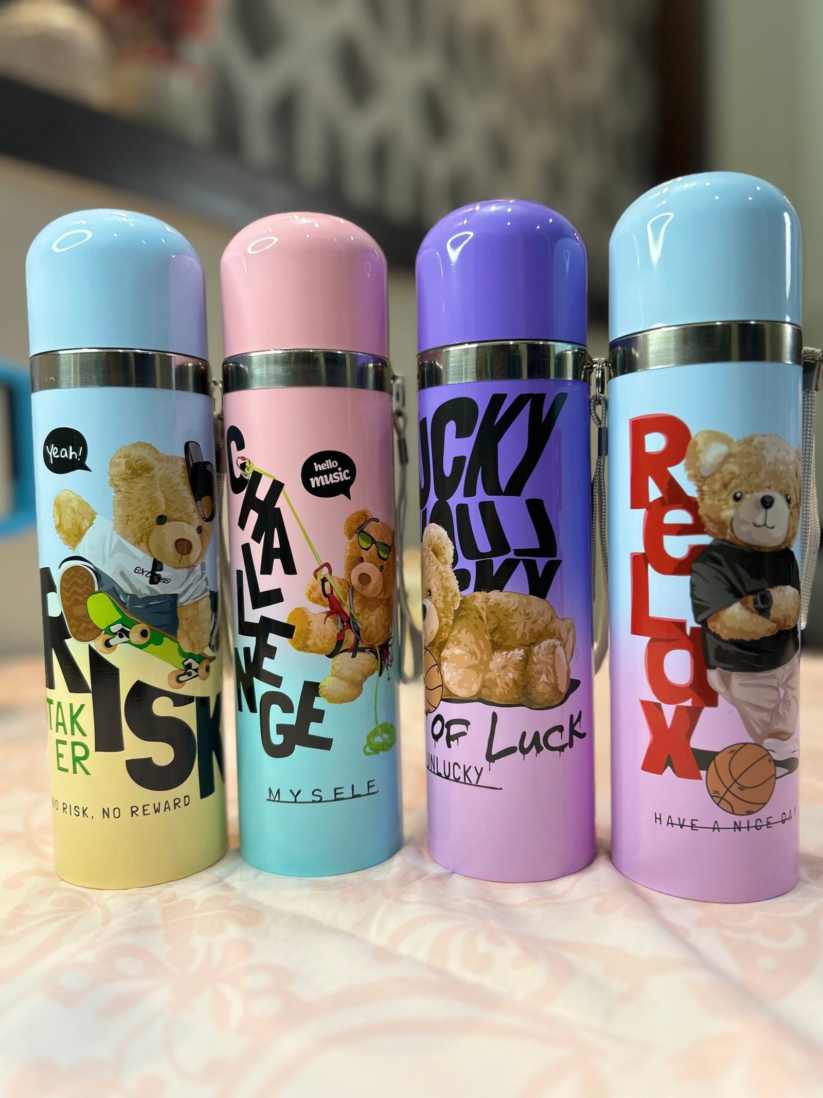 Cute Bear Stainless Steel Insulated Water Bottle for School & Travel - Image 4